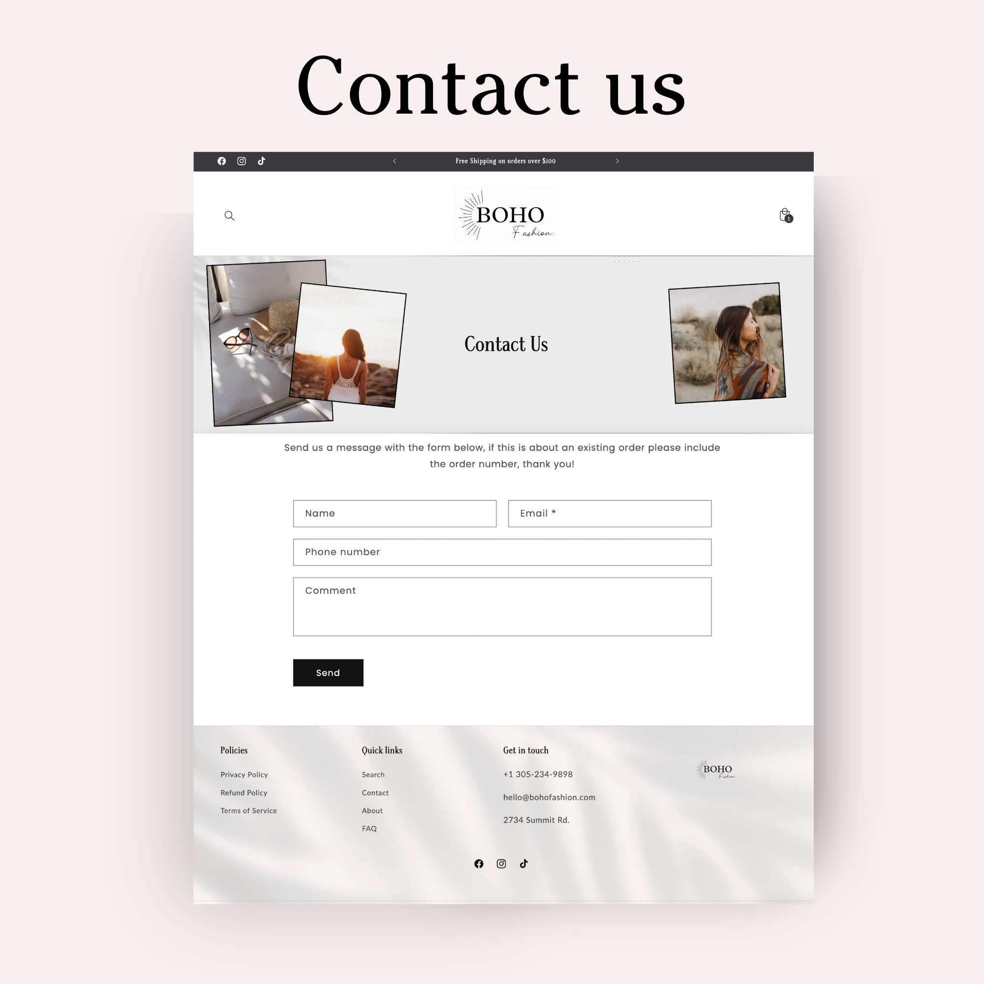 Mode Shopify Webseite