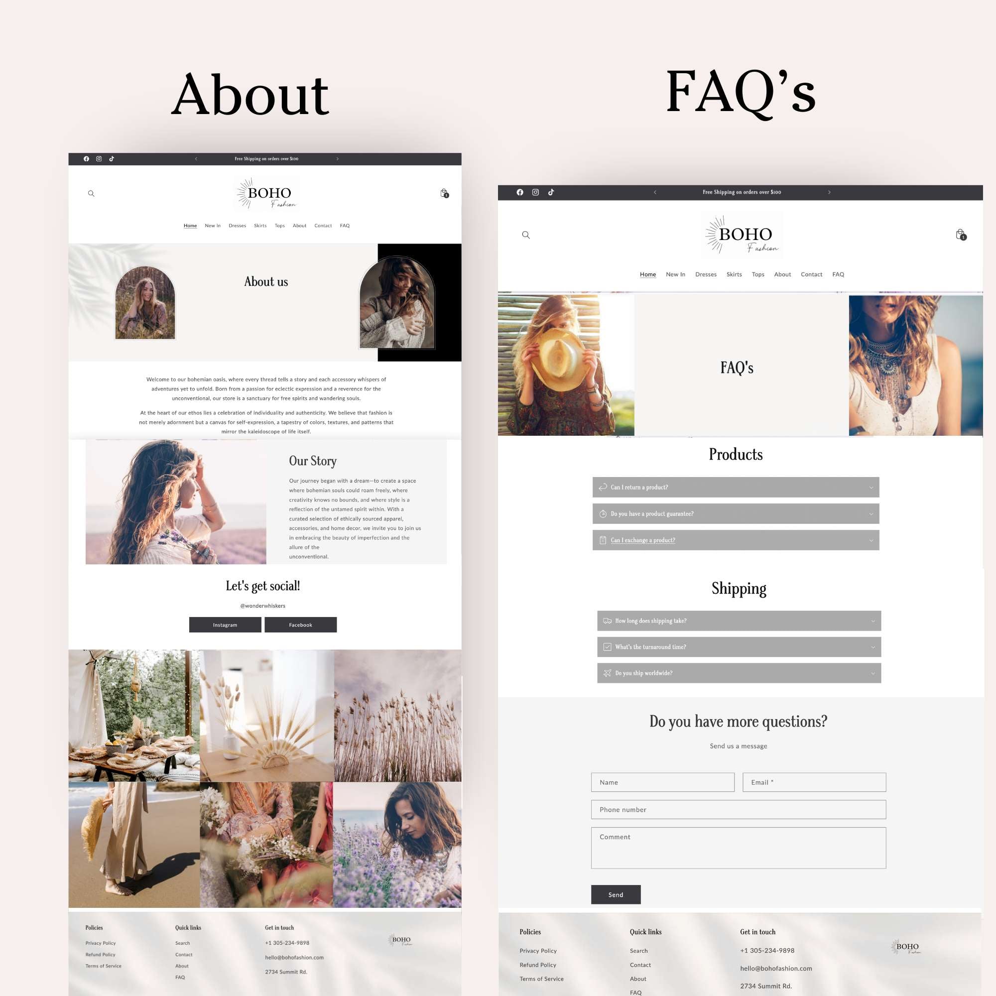 Mode Shopify Webseite