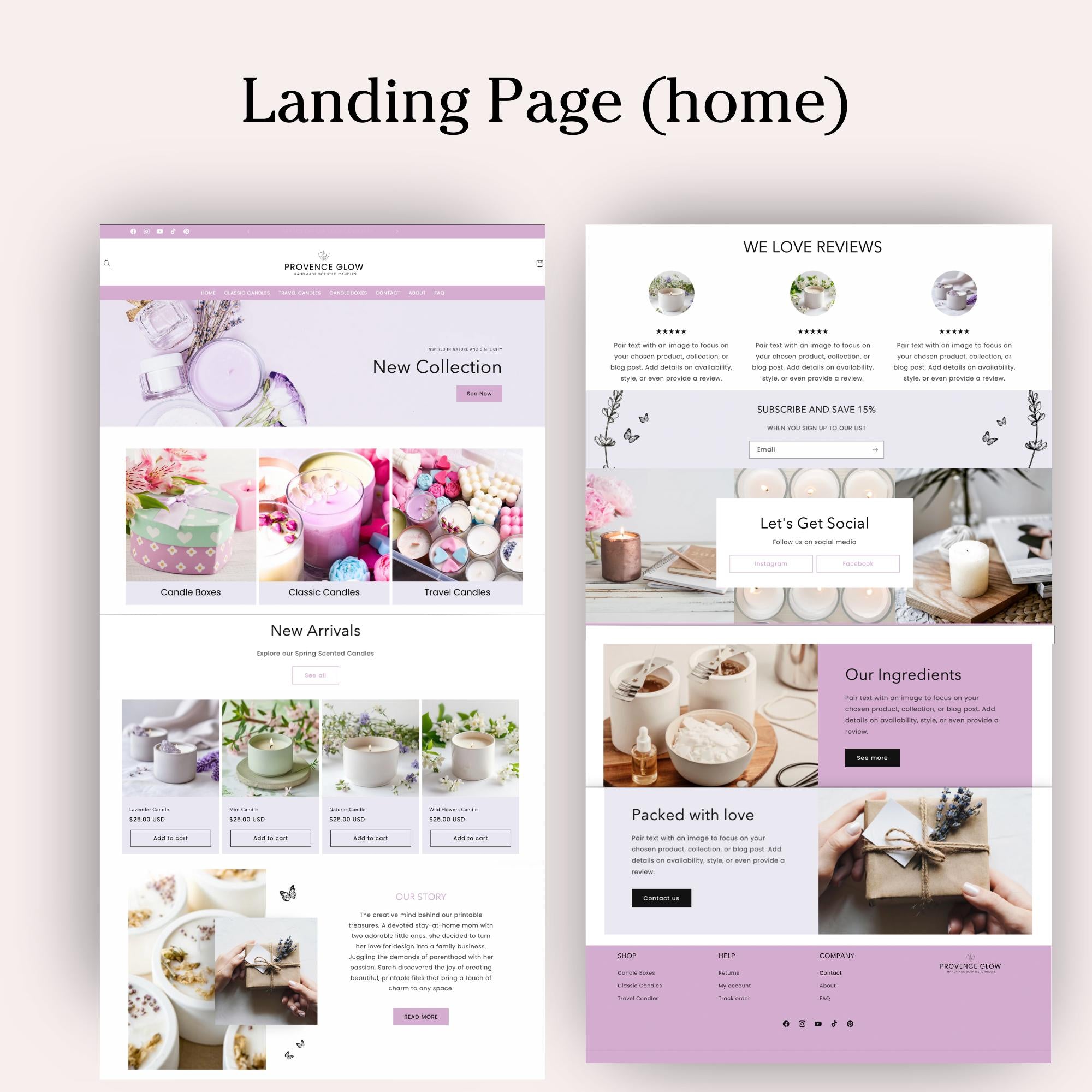 Luxury lavender candles shopify theme