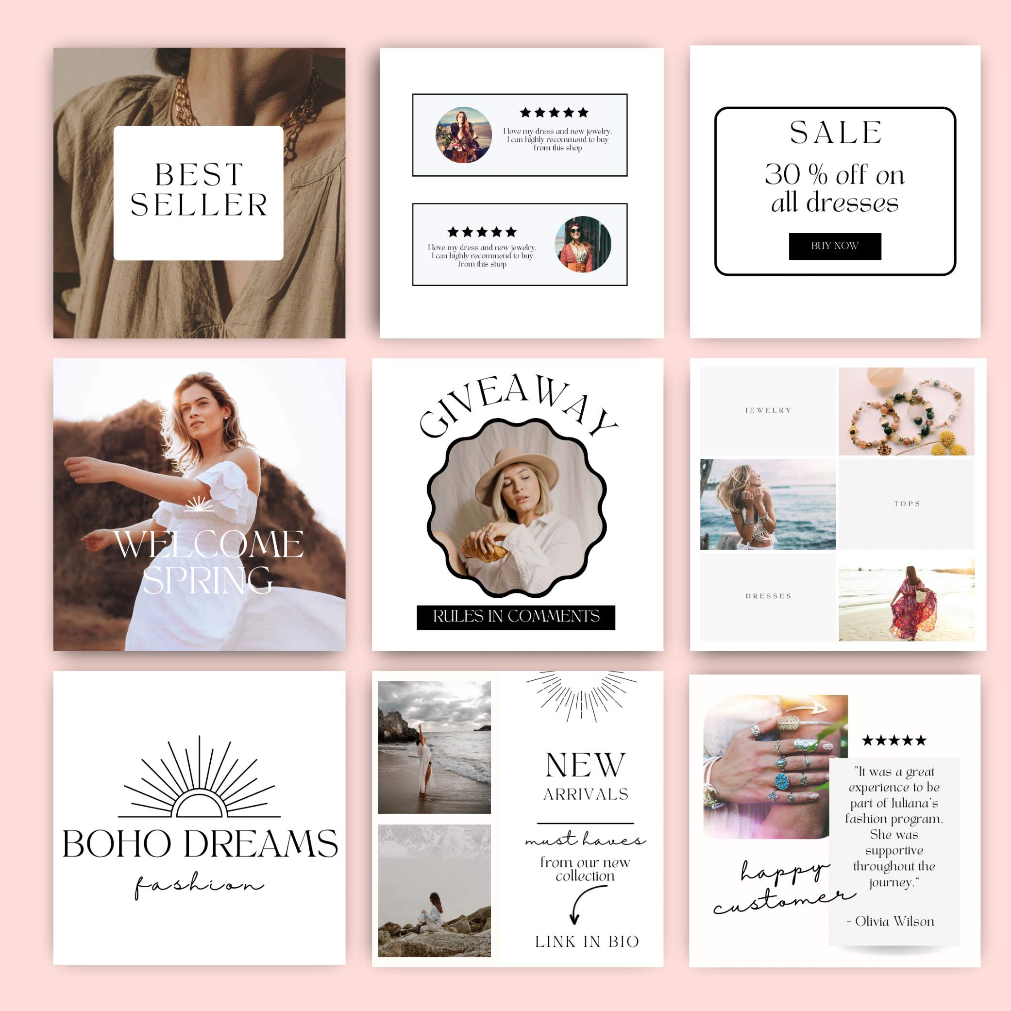 Social media posts boho design