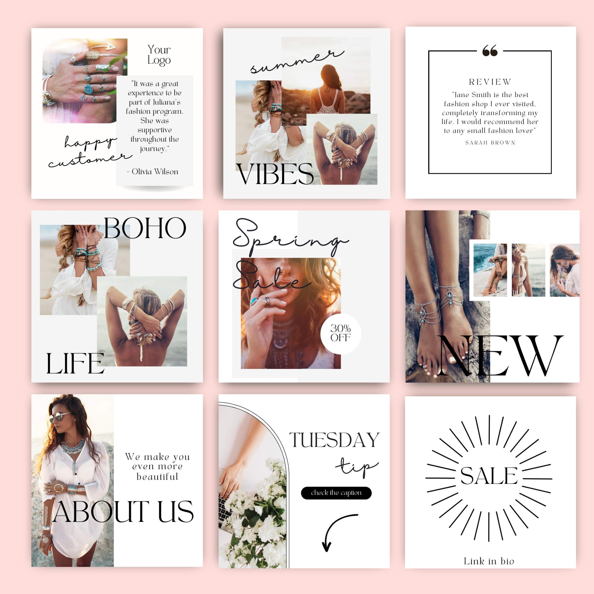 Social media posts boho design