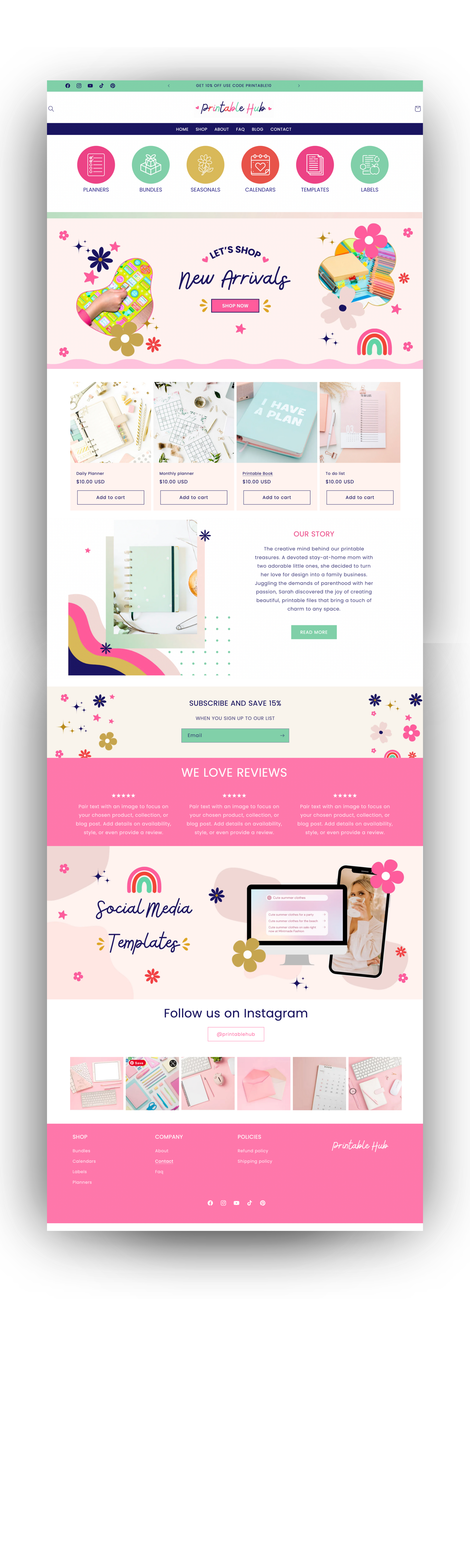 Printables shopify theme