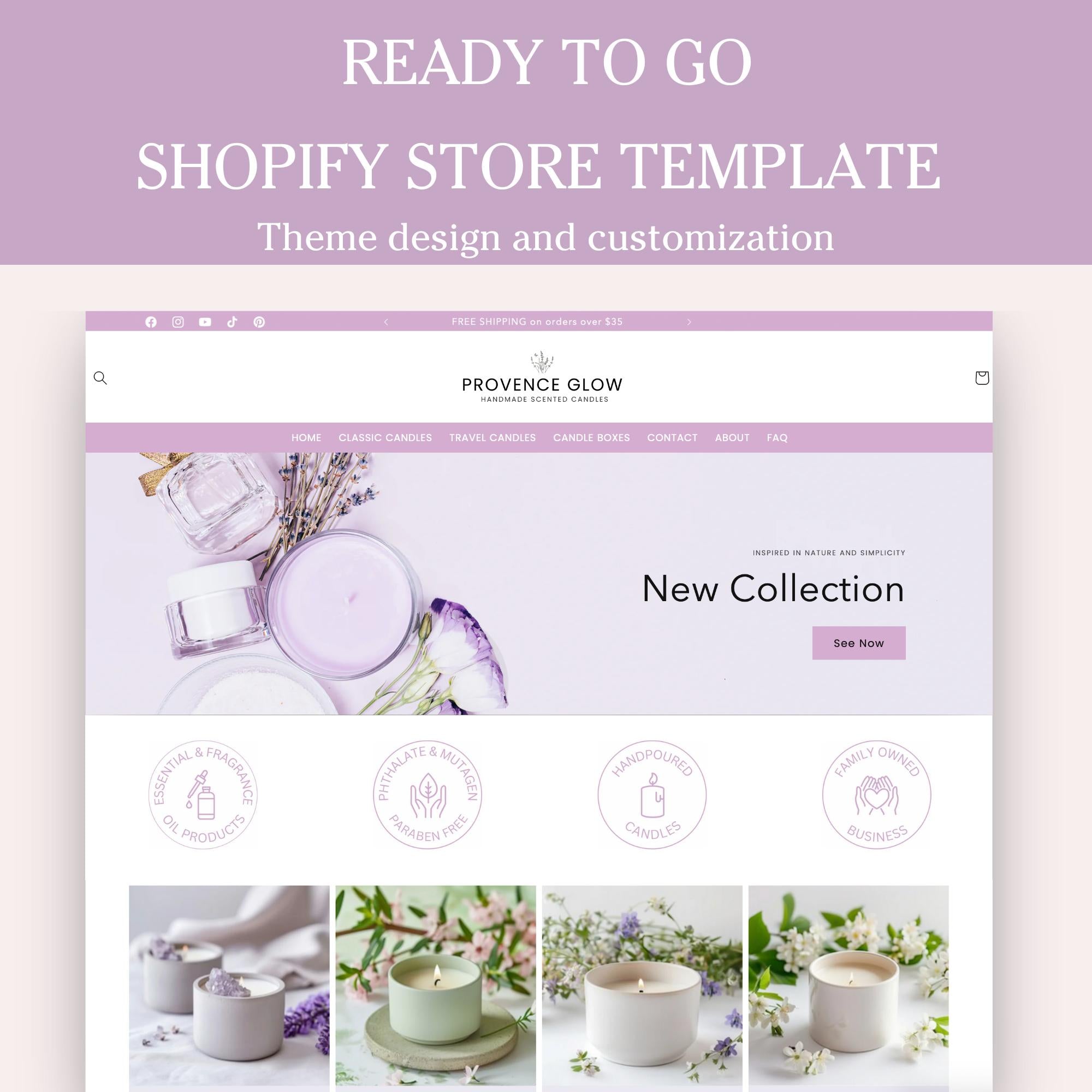 Luxury lavender candles shopify theme