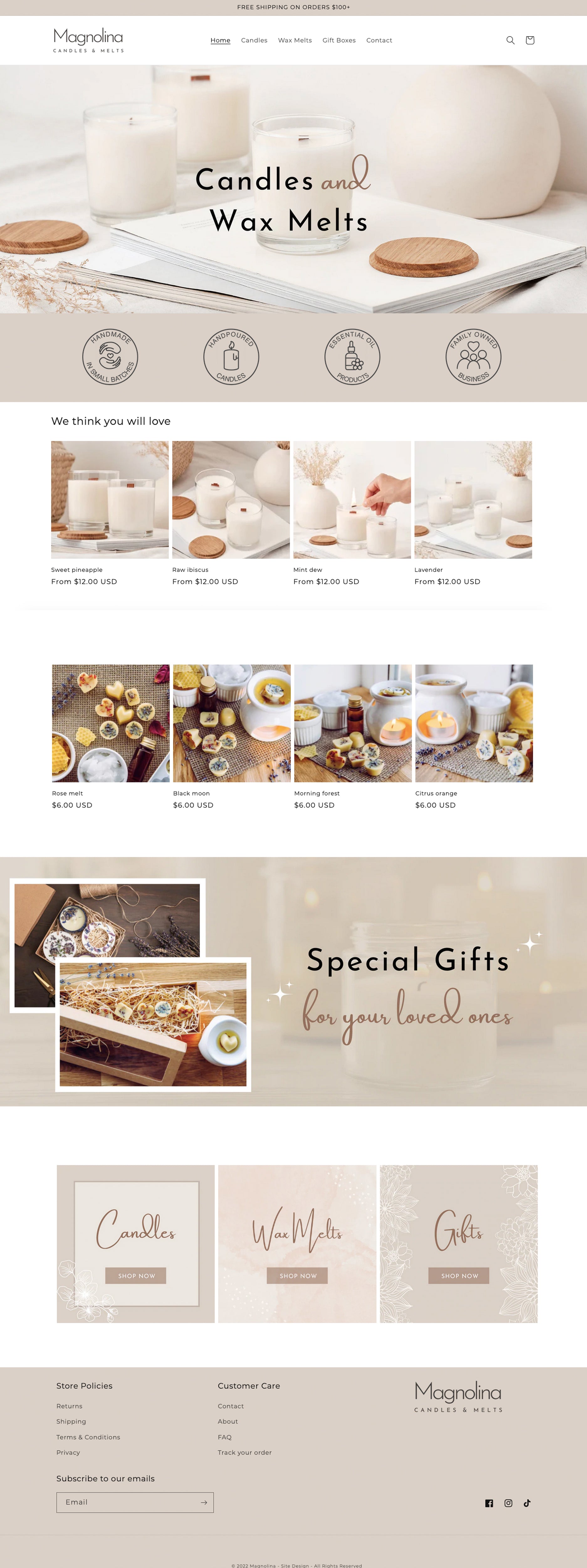 Candles and wax melts website